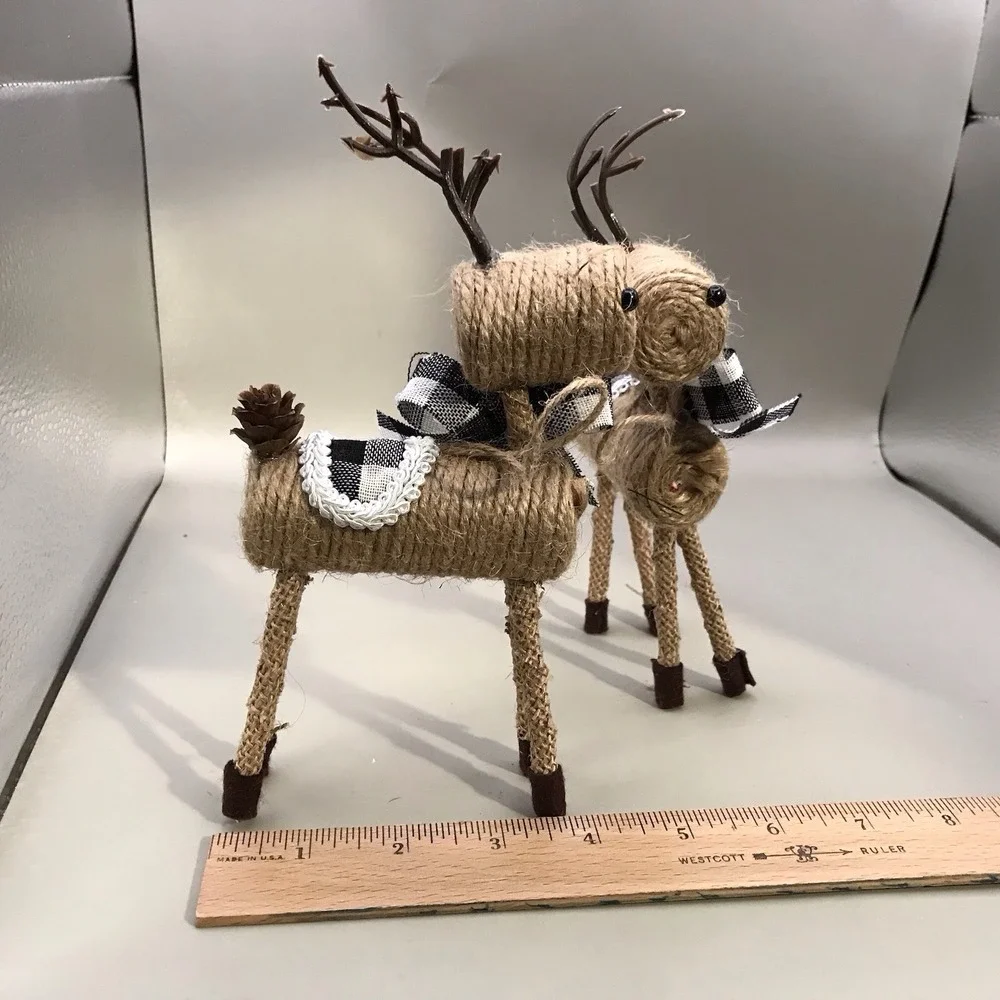 Christmas Reindeer Made Of Jute With Plaid Scarf Distributed By‎ Menards 7
